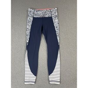 Athleta Petal Salutation 7/8 Ankle Legging S Navy Blue White Tight Fit Pant